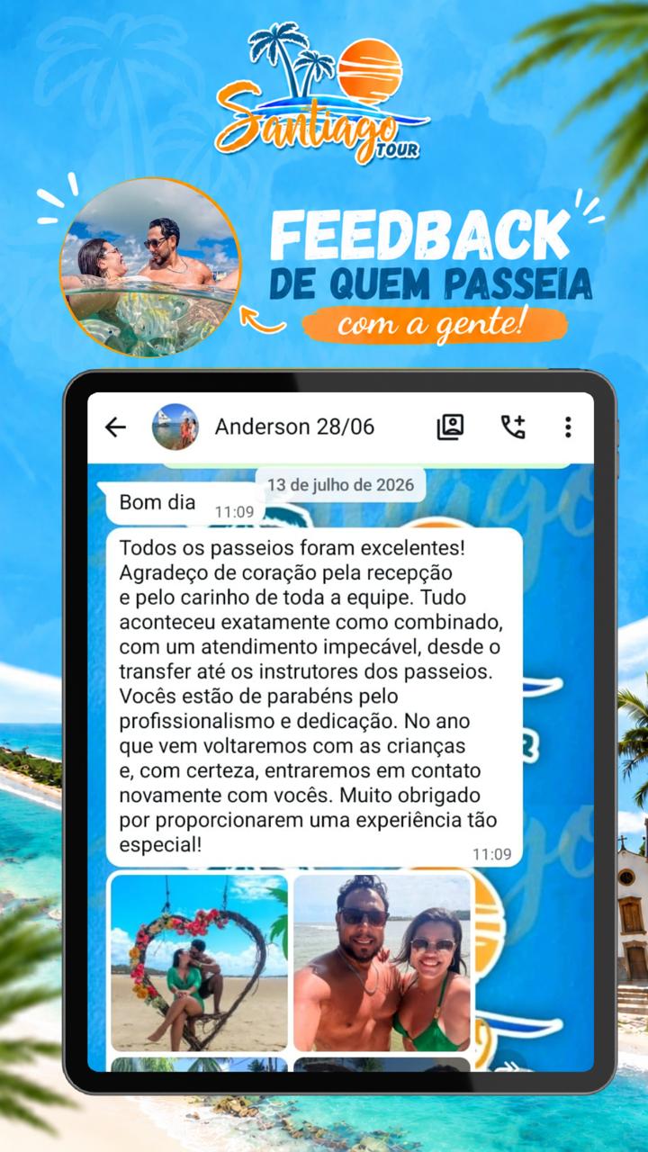Feedback de Anderson sobre os passeios da Santiago Tour